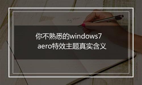 你不熟悉的windows7 aero特效主题真实含义