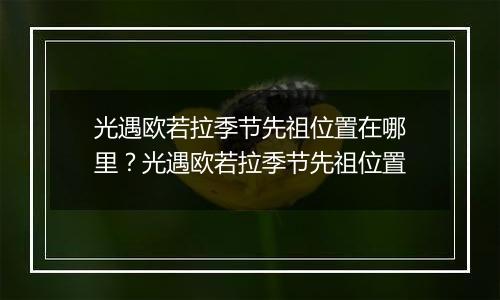 光遇欧若拉季节先祖位置在哪里？光遇欧若拉季节先祖位置