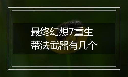 最终幻想7重生蒂法武器有几个