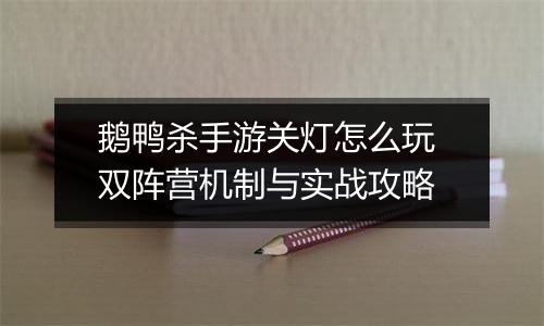 鹅鸭杀手游关灯怎么玩 双阵营机制与实战攻略