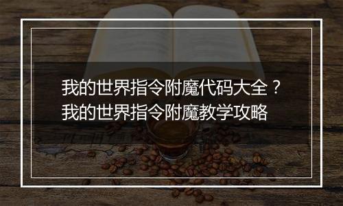 我的世界指令附魔代码大全？我的世界指令附魔教学攻略