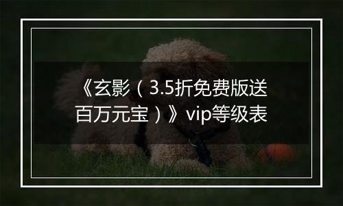 《玄影（3.5折免费版送百万元宝）》vip等级表