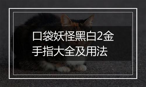 口袋妖怪黑白2金手指大全及用法