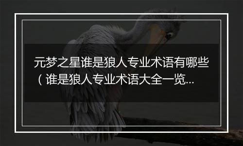 元梦之星谁是狼人专业术语有哪些（谁是狼人专业术语大全一览）