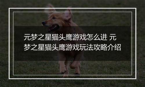 元梦之星猫头鹰游戏怎么进 元梦之星猫头鹰游戏玩法攻略介绍