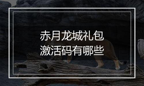 赤月龙城礼包激活码有哪些