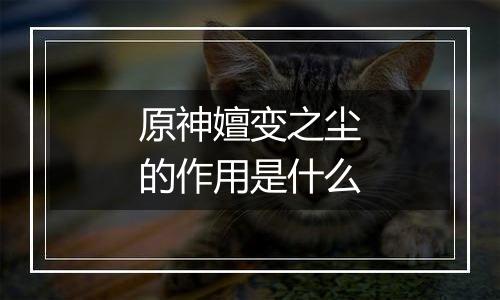 原神嬗变之尘的作用是什么