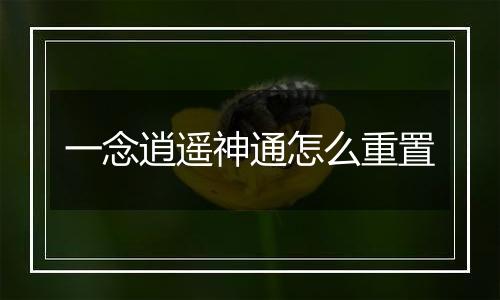 一念逍遥神通怎么重置