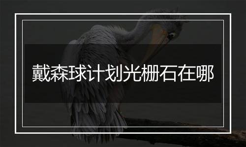 戴森球计划光栅石在哪