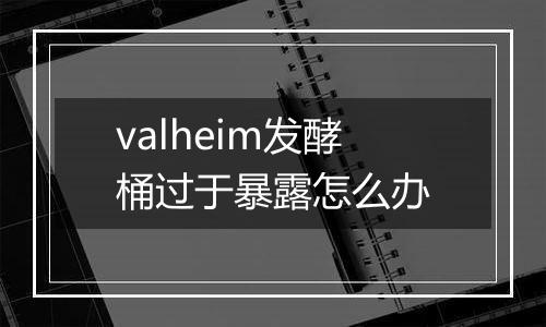 valheim发酵桶过于暴露怎么办