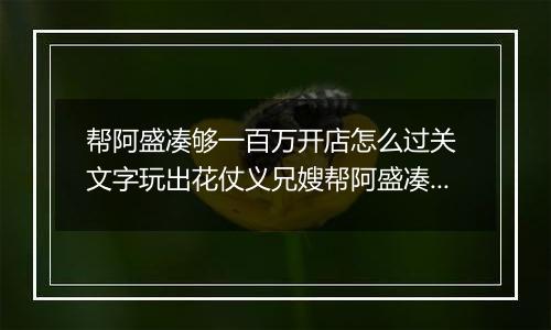 帮阿盛凑够一百万开店怎么过关 文字玩出花仗义兄嫂帮阿盛凑够一百万开店通关攻略