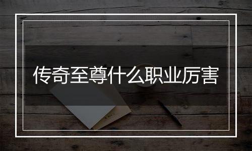 传奇至尊什么职业厉害