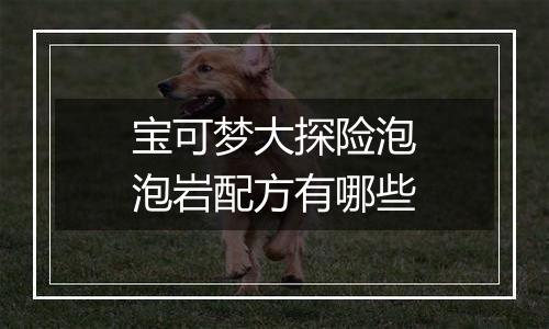 宝可梦大探险泡泡岩配方有哪些