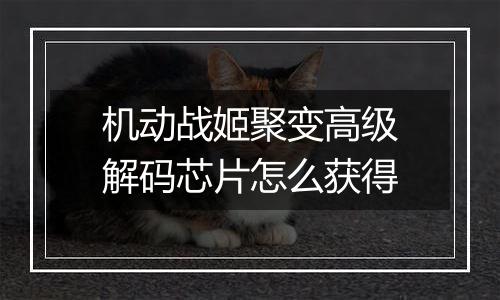 机动战姬聚变高级解码芯片怎么获得