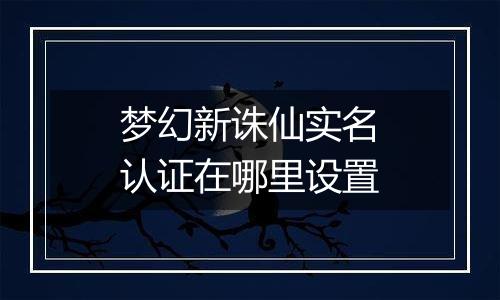 梦幻新诛仙实名认证在哪里设置