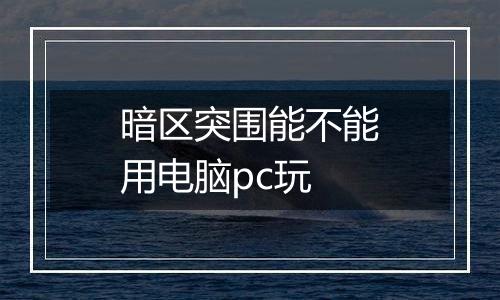 暗区突围能不能用电脑pc玩