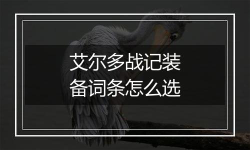 艾尔多战记装备词条怎么选