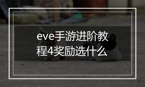 eve手游进阶教程4奖励选什么