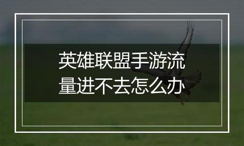 英雄联盟手游流量进不去怎么办