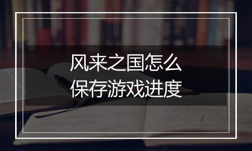 风来之国怎么保存游戏进度