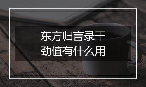 东方归言录干劲值有什么用