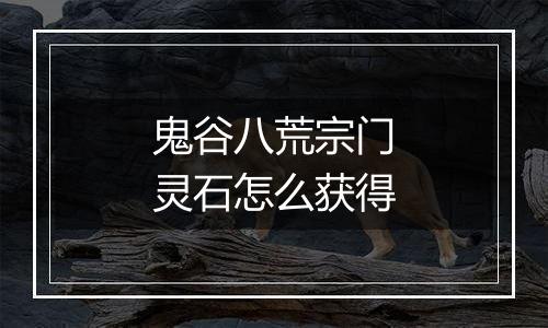 鬼谷八荒宗门灵石怎么获得