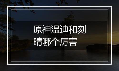 原神温迪和刻晴哪个厉害