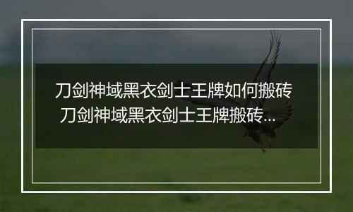 刀剑神域黑衣剑士王牌如何搬砖  刀剑神域黑衣剑士王牌搬砖方法介绍