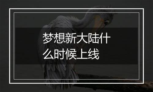 梦想新大陆什么时候上线