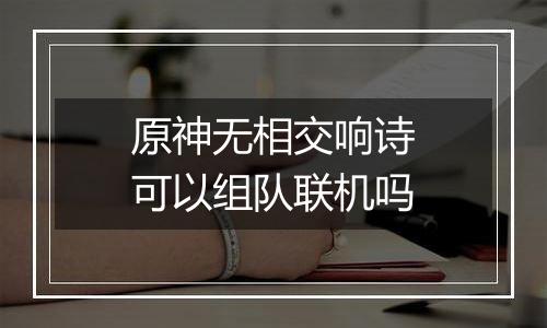 原神无相交响诗可以组队联机吗