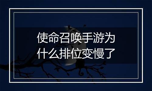 使命召唤手游为什么排位变慢了