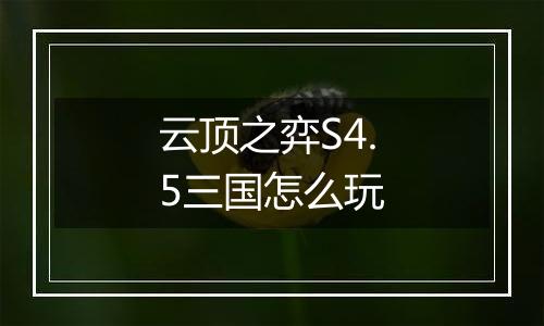 云顶之弈S4.5三国怎么玩