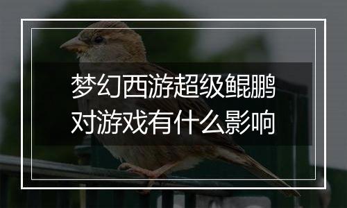 梦幻西游超级鲲鹏对游戏有什么影响