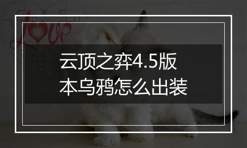 云顶之弈4.5版本乌鸦怎么出装