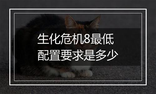 生化危机8最低配置要求是多少