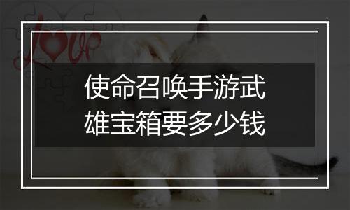 使命召唤手游武雄宝箱要多少钱