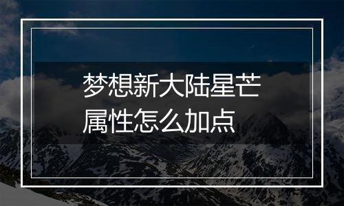梦想新大陆星芒属性怎么加点