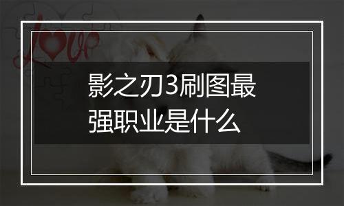 影之刃3刷图最强职业是什么