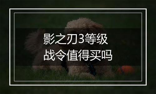 影之刃3等级战令值得买吗