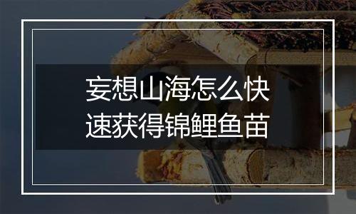 妄想山海怎么快速获得锦鲤鱼苗