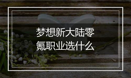 梦想新大陆零氪职业选什么