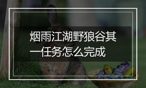 烟雨江湖野狼谷其一任务怎么完成