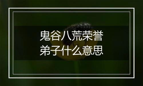 鬼谷八荒荣誉弟子什么意思