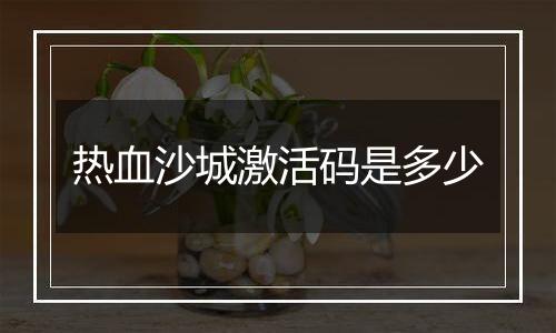 热血沙城激活码是多少