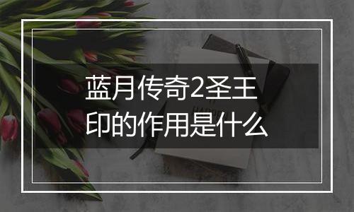 蓝月传奇2圣王印的作用是什么