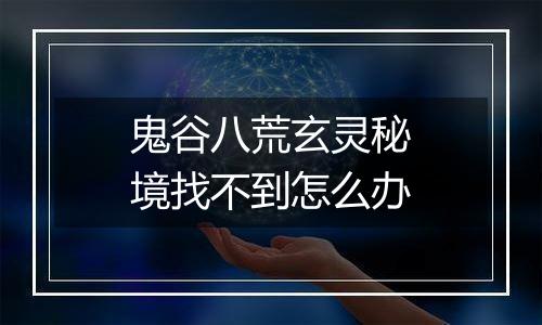 鬼谷八荒玄灵秘境找不到怎么办