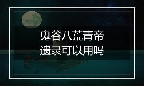 鬼谷八荒青帝遗录可以用吗