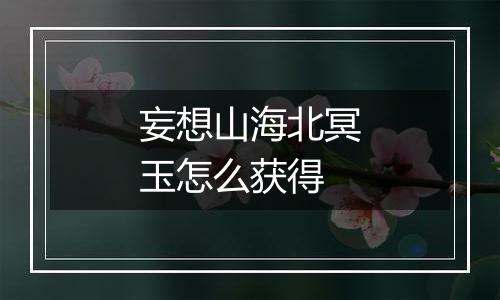 妄想山海北冥玉怎么获得