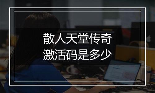 散人天堂传奇激活码是多少