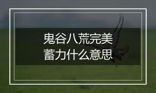 鬼谷八荒完美蓄力什么意思